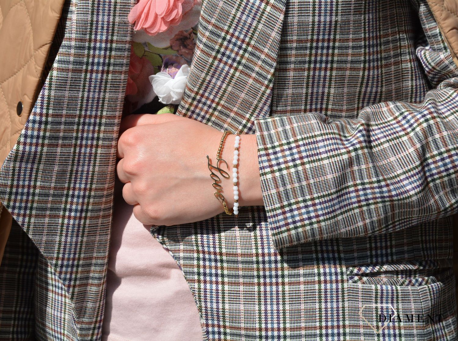 Bransoleta srebrna kuleczki pozł. napisz LOVE Dall'Acqua B RM BR10159 052w.jpg